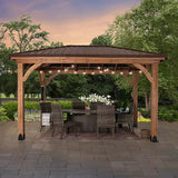 Backyard Discovery 14' x 10' Cordova Light Brown Cedar Gazebo with PowerPort