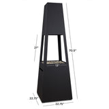 Metal Chiminea 70 Inch Square Propane Fire Pit W/ Hidden Propane Tank in Black by Lakeview Outdoor Designs